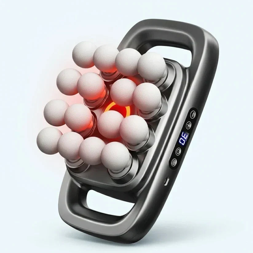 16-Head Deep Tissue Back Massager – Red Light, 30 Speeds & Hands-Free Relief