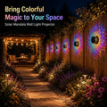 Solar Mandala Wall Light Outdoor Garden Fence Projector Lamp Patio Ambient Decor