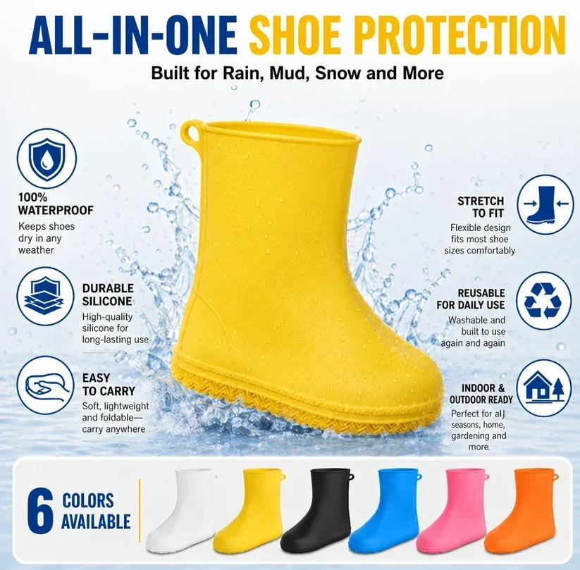 Stop Soaked Sneakers! Heavy-Duty Rain Shoe Covers – Anti-Slip & Fold Into Your Bag