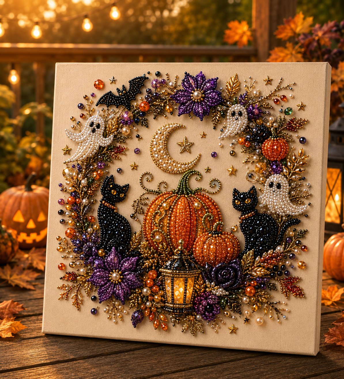Halloween Pearl Art DIY Kit – Turn Tiny Pearls into Spooky-Cute Magic