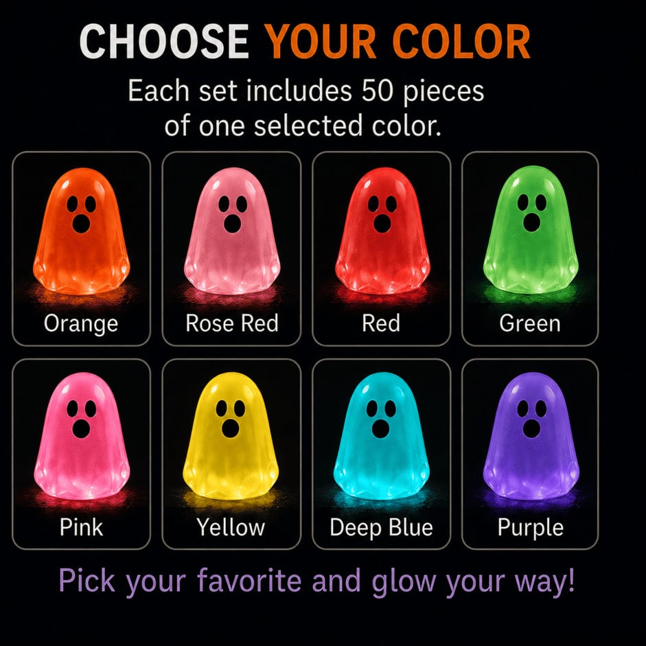 Glow-in-the-Dark Mini Ghosts – 8-Colour Halloween Mix